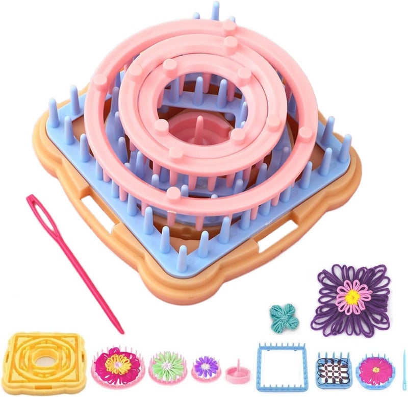 Ayasee Weaving Loom Kit, Flower Knitting Loom Kit, Frame Looms, Knitting Wool, Round/Square Knitting Looms Craft Kit Multi Color (Flower Maker) - Image 1